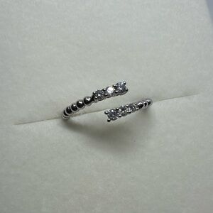 Adjustable Natural Diamond 10K White Gold Ball art Ring Size 7.5